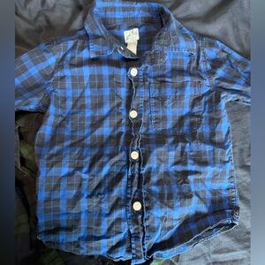 GAP Blue and Black Plaid Button-Down Kids Shirt